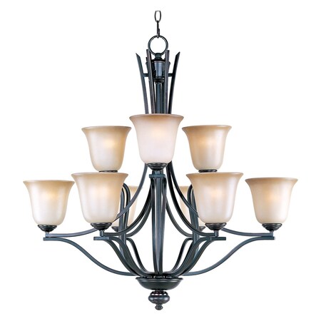 Maxim Nine Light Oil Rubbed Bronze Wilshire Glass Up Chandelier 10177WSOI